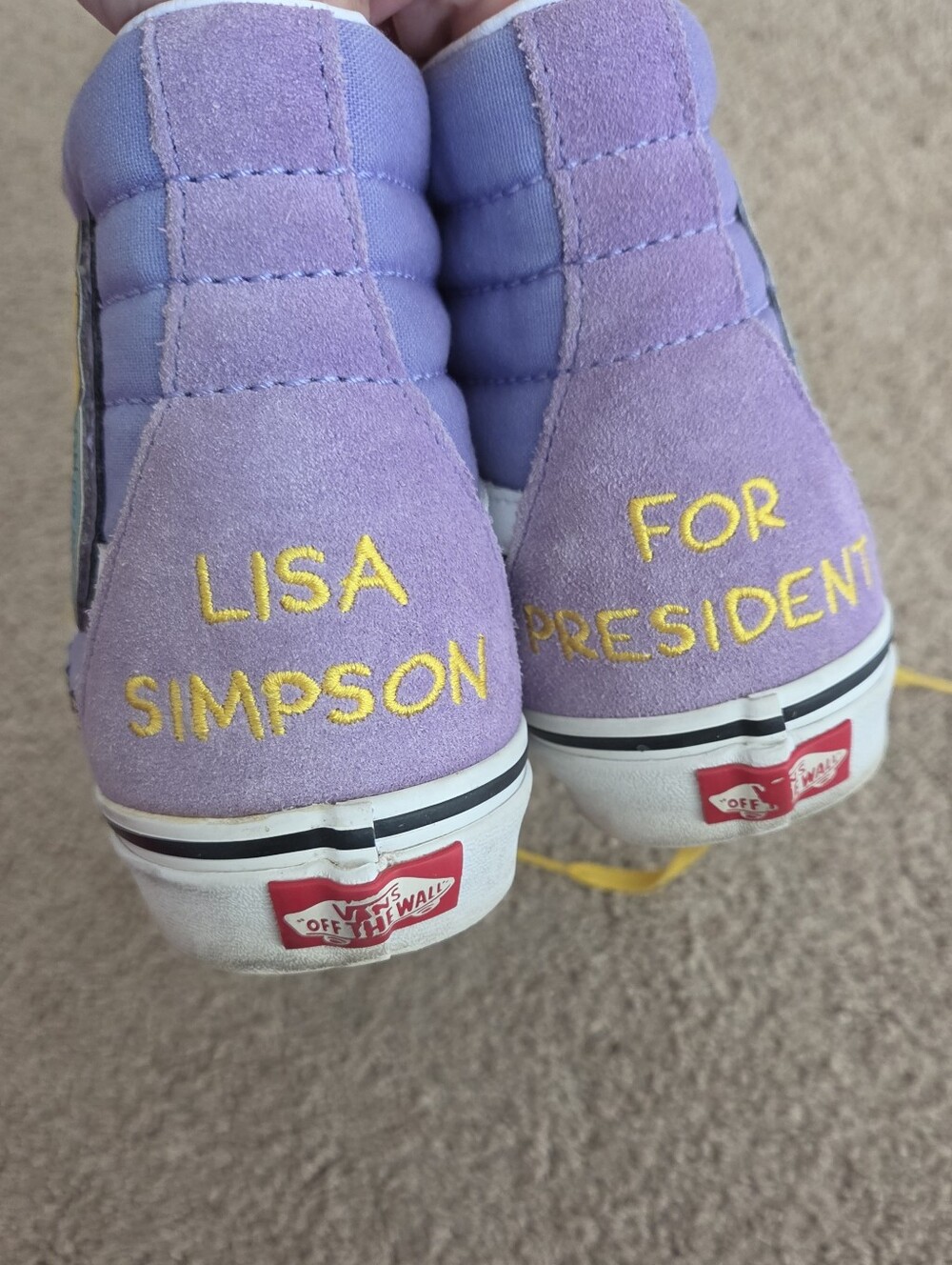 Vans X Lisa Simpson Purple High-Top Sneakers with Yellow Laces - Picture 5 of 7